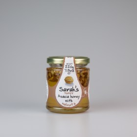 Sarah Honey - Bio - Acacia honing met smaak - walnoten - Lekker - Bijzondere Smaken - honing zonder kleurstof